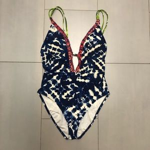 La Blanca one piece indigo pattern swimsuit sz 12